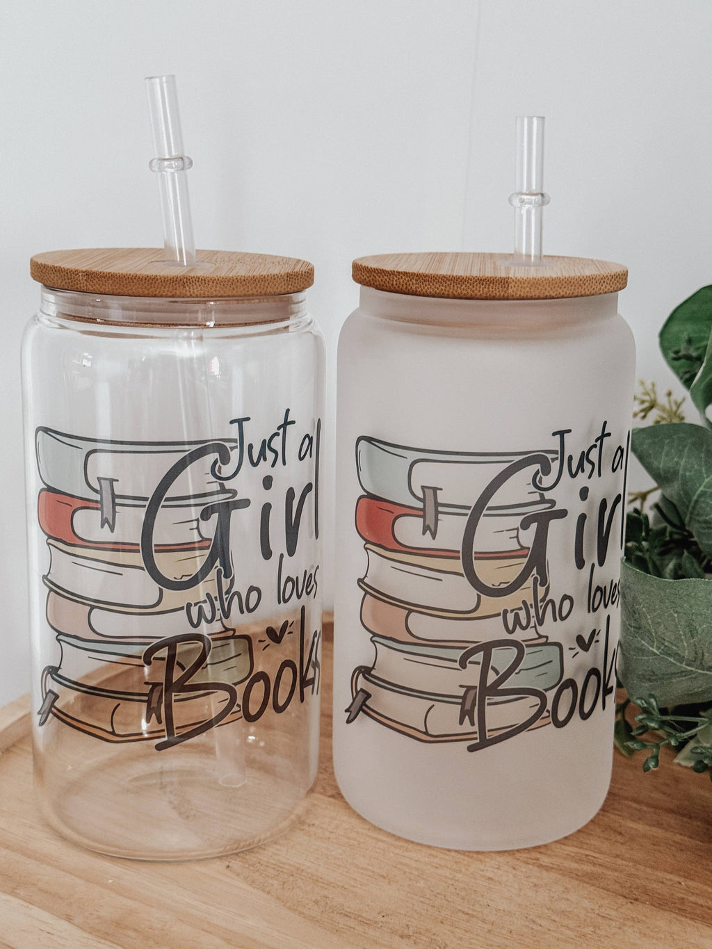 Booklover 16oz Glass Cup with Bamboo Lid