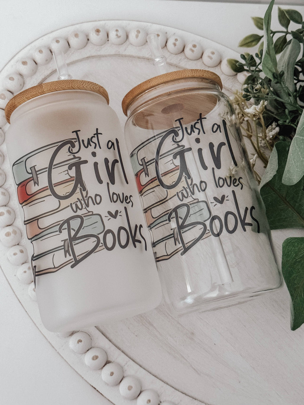 Booklover 16oz Glass Cup with Bamboo Lid